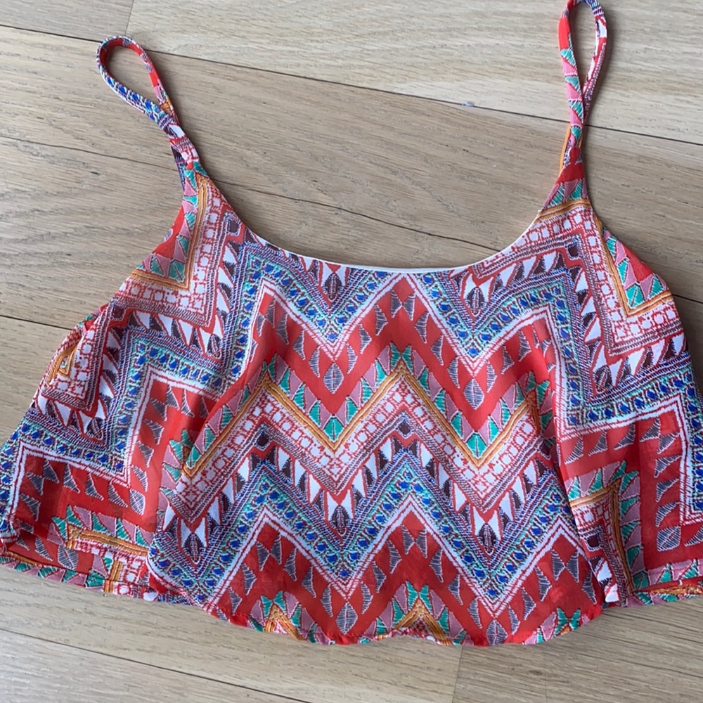 Orange Patterned Flowy Tank